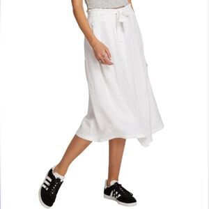 Volcom Deep Tracks White Skirt Linen Blend Button Front Belt Medium
